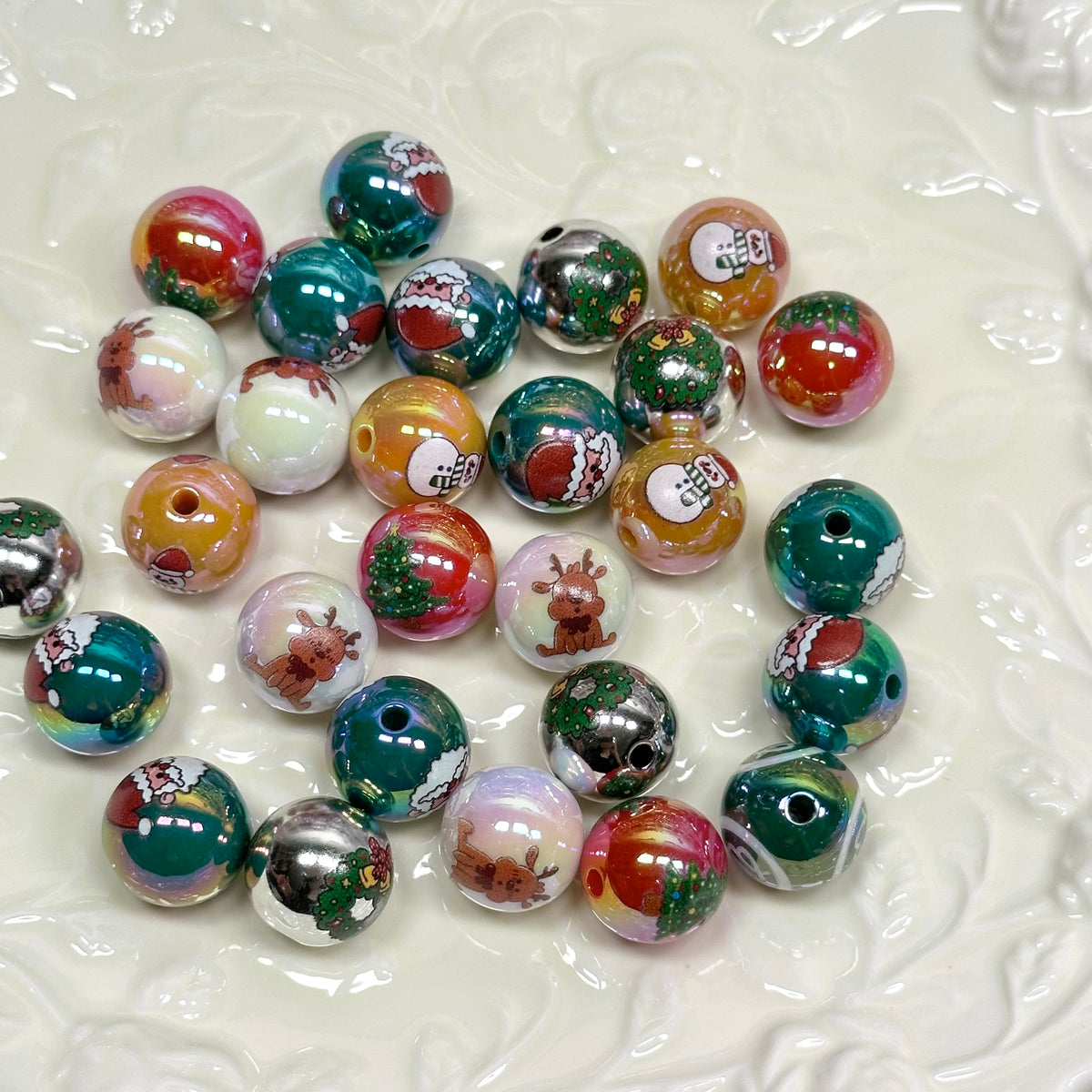 Christmas pattern beads R008