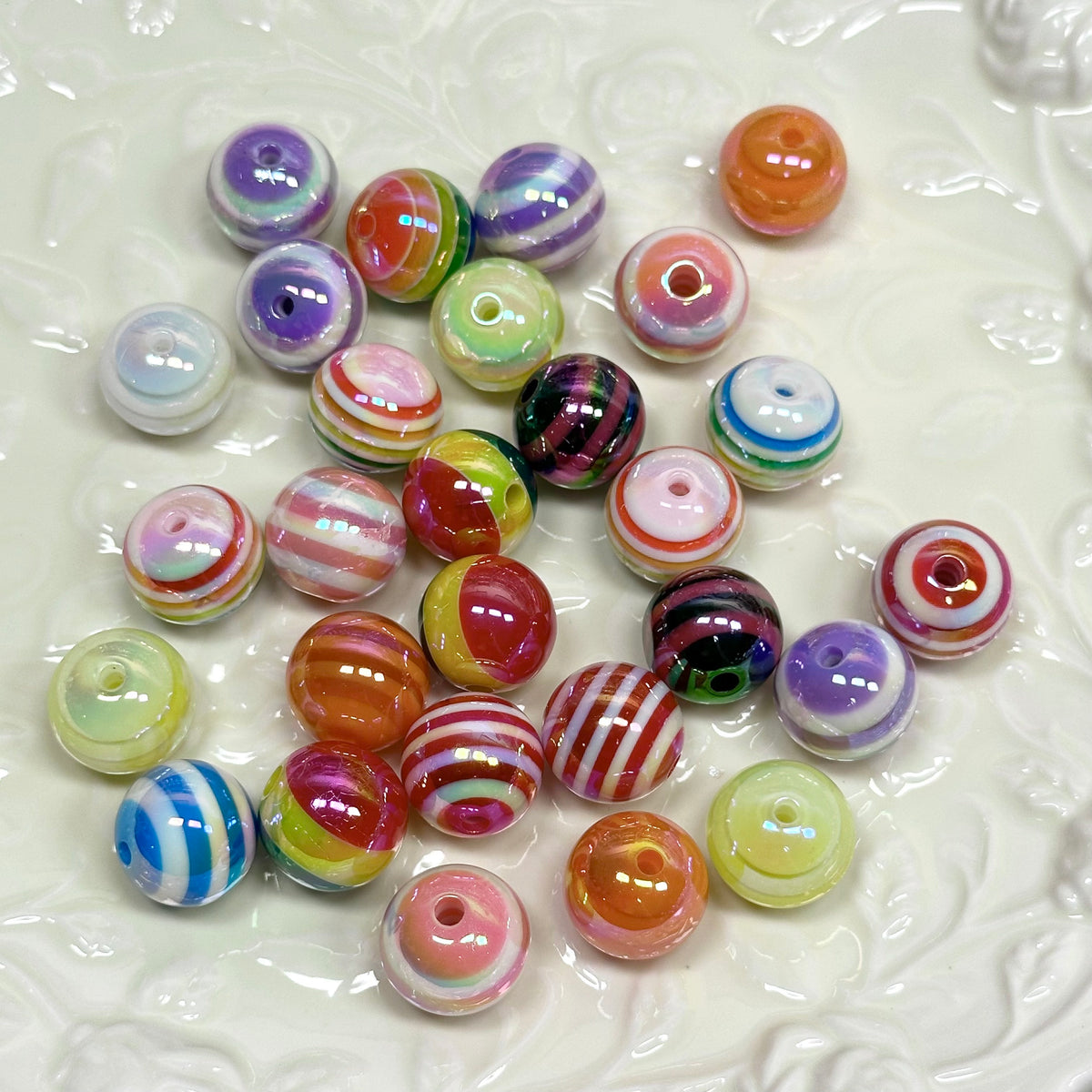 Color striped pattern beads R009