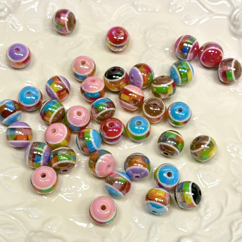 Color block pattern beads R015